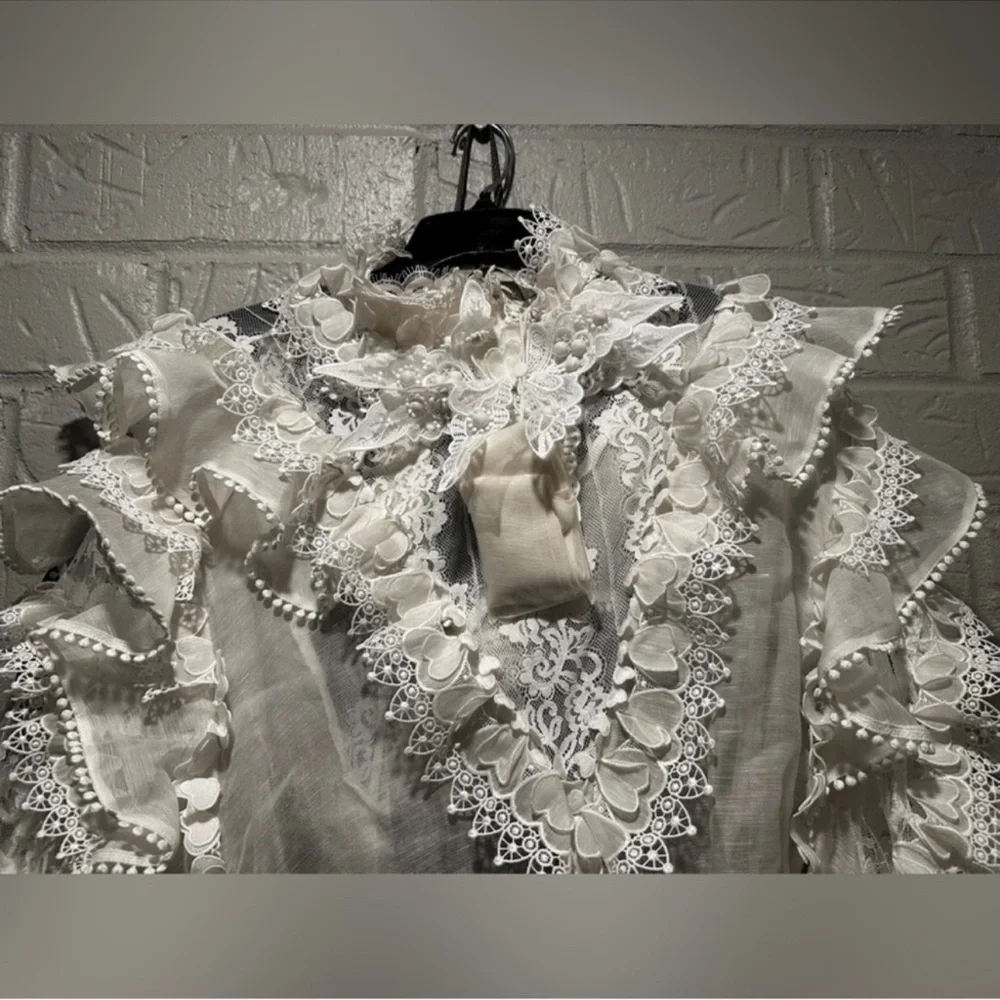 New Authentic Zimmermann Crush Heart Trim Long Sleeve Minidress Size Medium - Picture 10 of 13